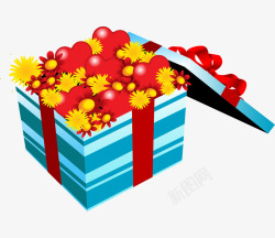 手绘的花都卡通手绘礼物盒花朵红心高清图片