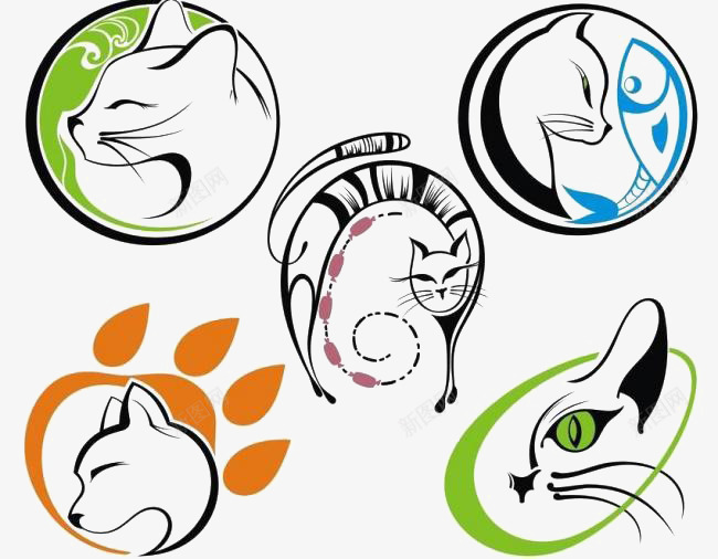 可爱有趣的猫咪形象png免抠素材_88icon https://88icon.com 可爱 彩色 有趣 猫咪 设计