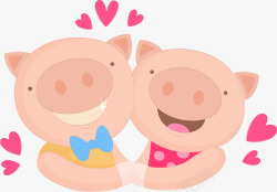 相爱的两只小猪猪卡通图素材
