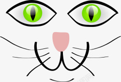 绿色的卡通猫咪脸部素材