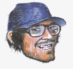 矢量男士胡须手绘人物头像戴蓝色帽子的胡须男高清图片