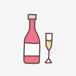 粉色酒瓶傍边的高脚杯素材