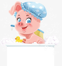 洗澡刷小猪洗澡高清图片