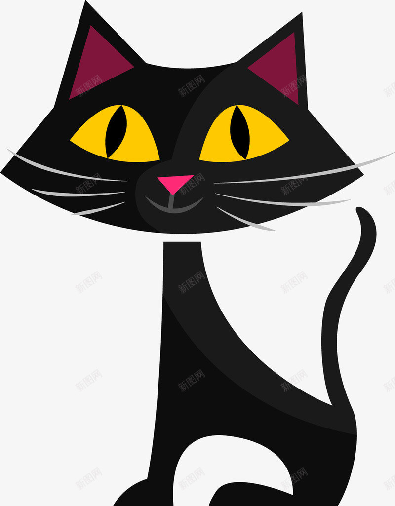 手绘黑色猫咪矢量图ai免抠素材_88icon https://88icon.com 可爱 手绘 黑色猫咪 矢量图