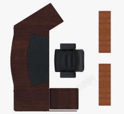 户型图彩平图办公室黑色木纹桌椅素材