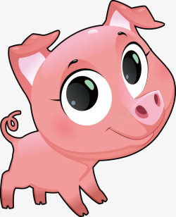 手绘卡通可爱动物小猪矢量图素材