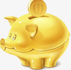 金色小猪储钱罐素材