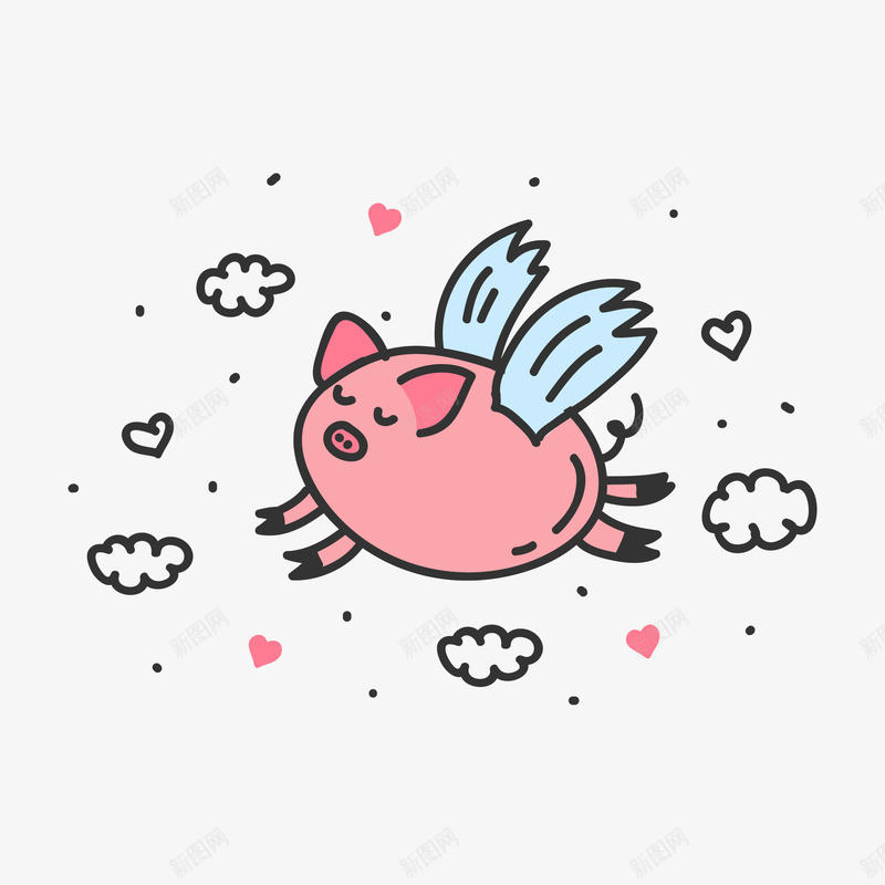 卡通可爱小猪矢量图ai免抠素材_88icon https://88icon.com 卡通 卡通的 卡通的小猪 可爱的 可爱的小猪 粉色小猪 矢量图