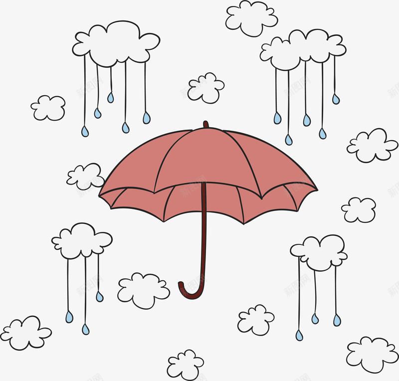 手绘红色雨伞png免抠素材_88icon https://88icon.com 手绘雨伞 手绘风 矢量png 红色雨伞 雨中撑伞 雨伞