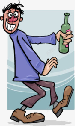 卡通人物插图喝醉酒的男人素材