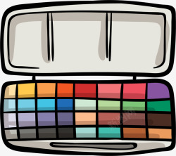 彩色颜料盒卡通彩色手绘颜料盒高清图片