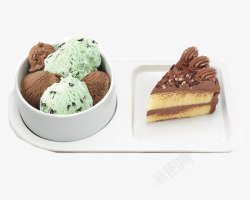 巧克力蛋糕和冰淇淋素材