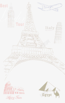巴黎铁塔造型手绘素材