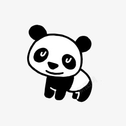 黑色线条简约可爱的熊猫矢量图素材
