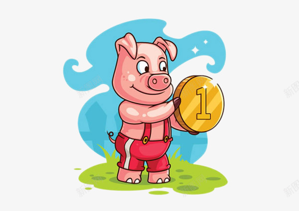 卡通金币小猪png免抠素材_88icon https://88icon.com 卡通 小猪 金币