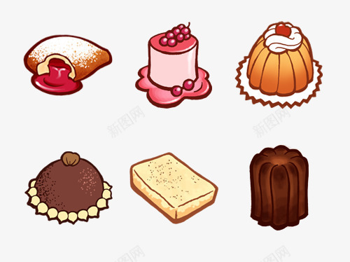 巧克力love6个卡通蛋糕甜品图标图标