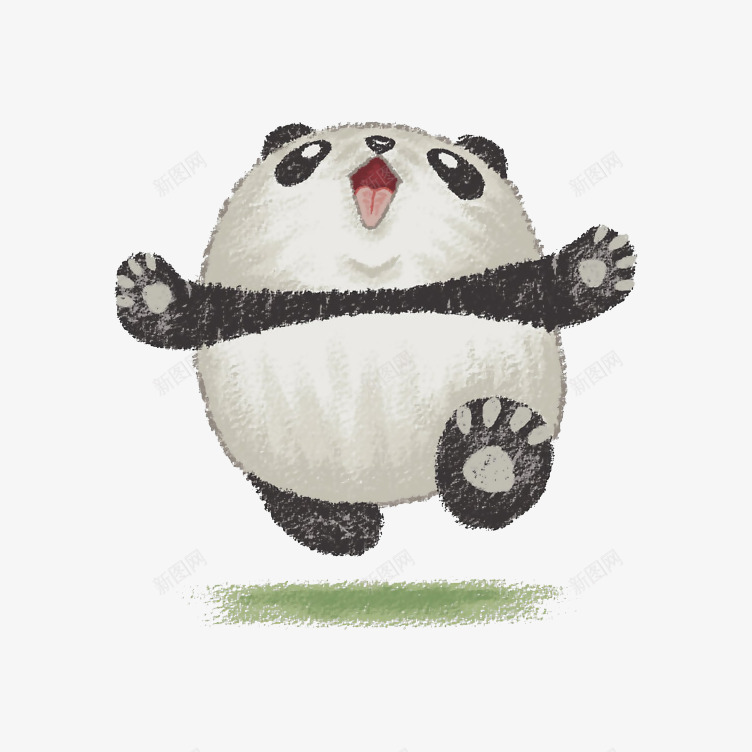 手绘熊猫png免抠素材_88icon https://88icon.com 可爱熊猫 图案设计 熊猫 走路的熊猫