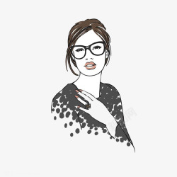 戴眼镜的美女素材