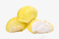 三个黄色的榴莲肉实物素材