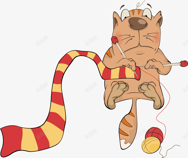 打围巾的猫png免抠素材_88icon https://88icon.com 创意 动物 卡通 可爱 宠物 毛线 猫咪 红黄相间