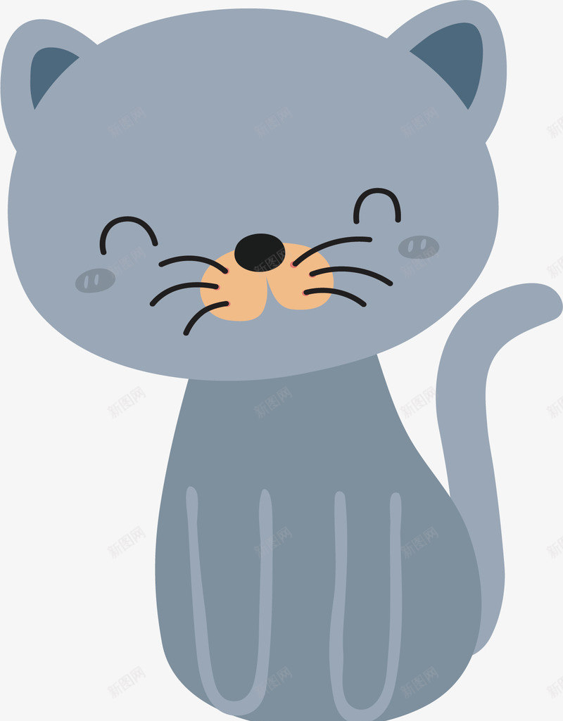 微笑的灰色猫咪png免抠素材_88icon https://88icon.com 可爱猫咪 折耳猫 灰色猫咪 矢量素材 蓝猫