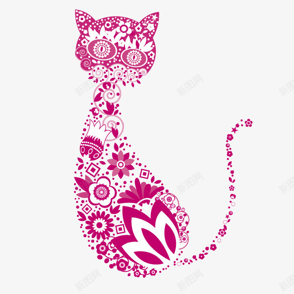 猫咪淡紫色花纹拼接矢量图ai免抠素材_88icon https://88icon.com 拼接 淡紫色 猫咪 花纹 矢量图