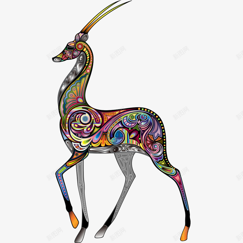 彩色麋鹿png免抠素材_88icon https://88icon.com 彩色 彩色动物 彩色麋鹿 鹿 麋鹿