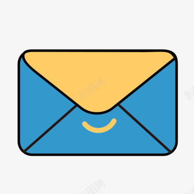电子邮件客户端彩色手绘圆角电子邮件元素矢量图图标图标