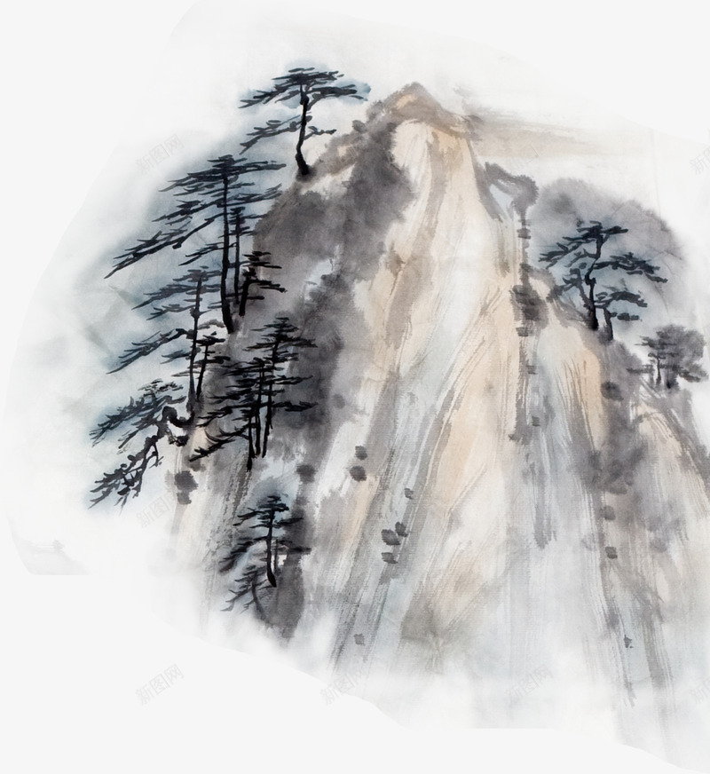 水墨画装饰png免抠素材_88icon https://88icon.com 山 松树 水墨山 水墨画 装饰图 装饰画