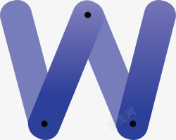 蓝紫色拼接英文大写字母W素材