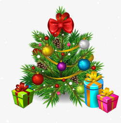 卡通圣诞装饰礼物松树装饰素材