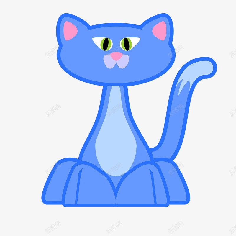 卡通手绘蓝猫png免抠素材_88icon https://88icon.com 一只猫 一只蓝猫 卡通形象 呆萌蓝猫 平面 手绘 蓝色的猫