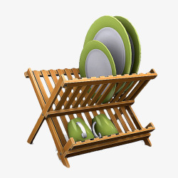 木制绿色碗架支架素材