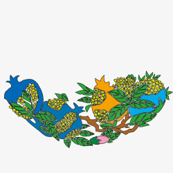 中国传统国画石榴矢量图素材