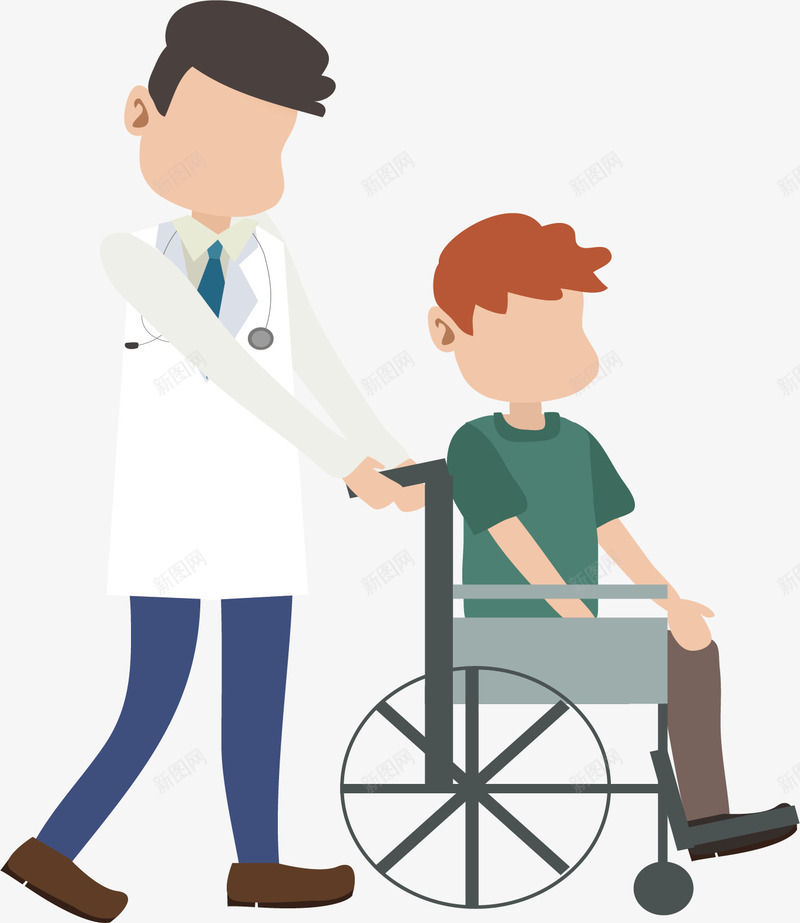 推着病人轮椅的医生矢量图ai免抠素材_88icon https://88icon.com 医生 医生形象 坐轮椅的人 推着病人 推着轮椅 矢量png 矢量图