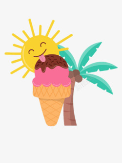 吃冰淇淋的太阳素材