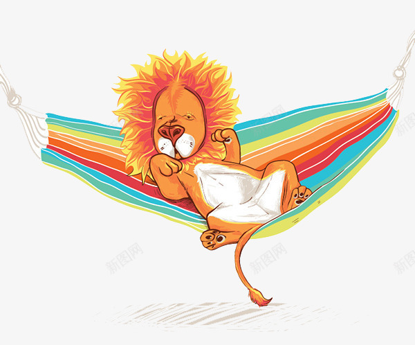 可爱吊床上的狮子png免抠素材_88icon https://88icon.com 创意插画设计 创意设计 卡通设计