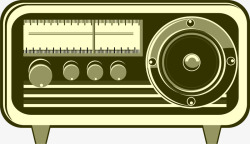 手绘复古收音机矢量图素材