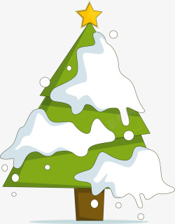 落雪的冬天圣诞树矢量图素材