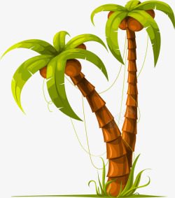 棕色简约椰树装饰图案素材