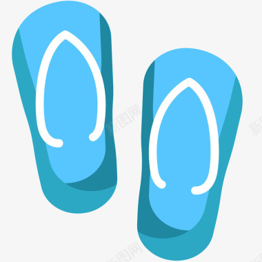 蓝色圆角拖鞋元素矢量图图标图标