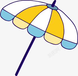 手绘清新旅游遮阳伞太阳伞素材