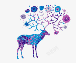 水彩手绘动物麋鹿素材
