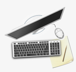 俯瞰视觉的电脑桌和电脑素材