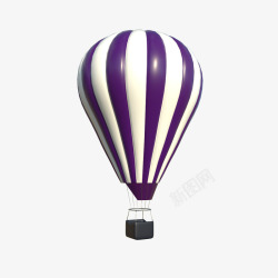 卡通紫白热气球素材
