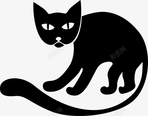 卡通简约黑猫图标图标