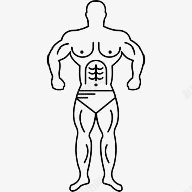 超级肌肉男轮廓图标图标