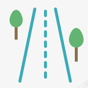 马路png免抠素材_88icon https://88icon.com 卡通 行道树 道路 马路