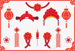中国传统婚礼红蜡烛鞭炮高清图片