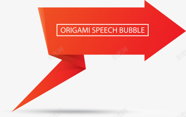 泡泡素材红色折叠效果语音泡泡创意图标图标